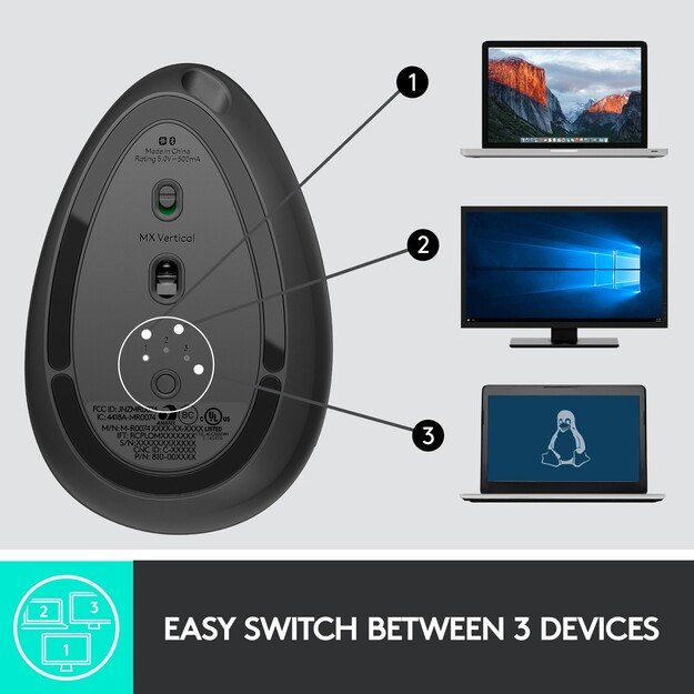 Logitech - MX Vertical Advanced Ergonomic Mouse Graphite