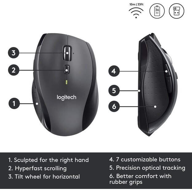 Logitech M705 wireless mouse Silver