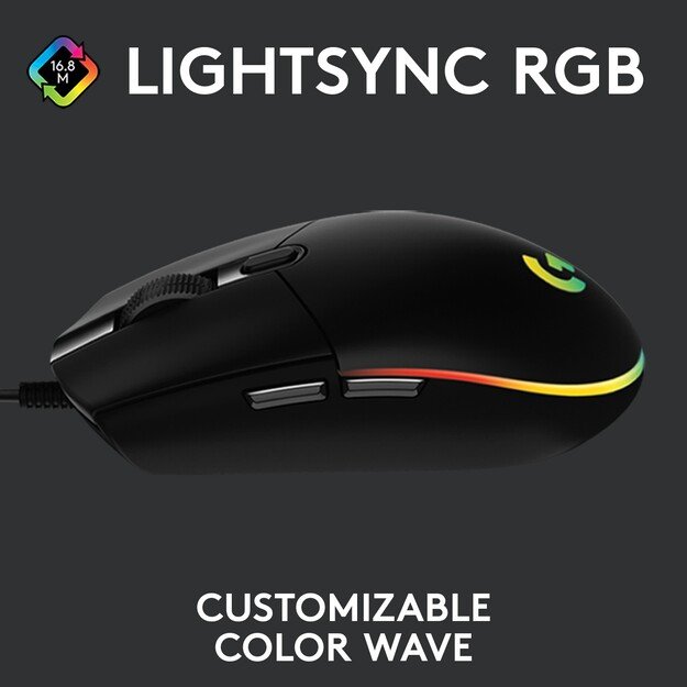 Logitech - G203 LIGHTSYNC Gaming Mouse Black