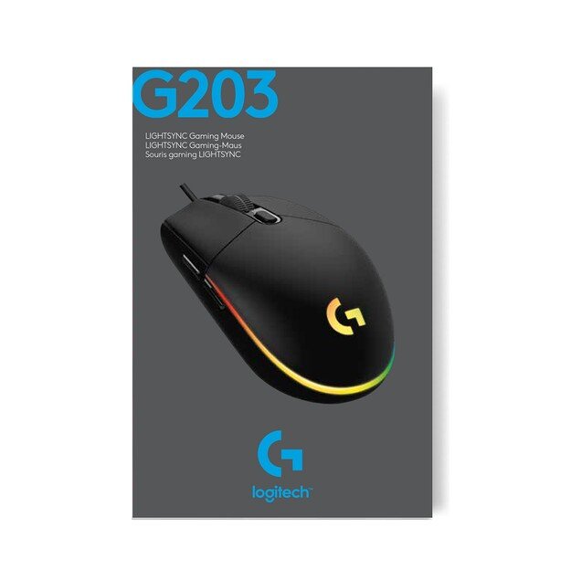 Logitech - G203 LIGHTSYNC Gaming Mouse Black