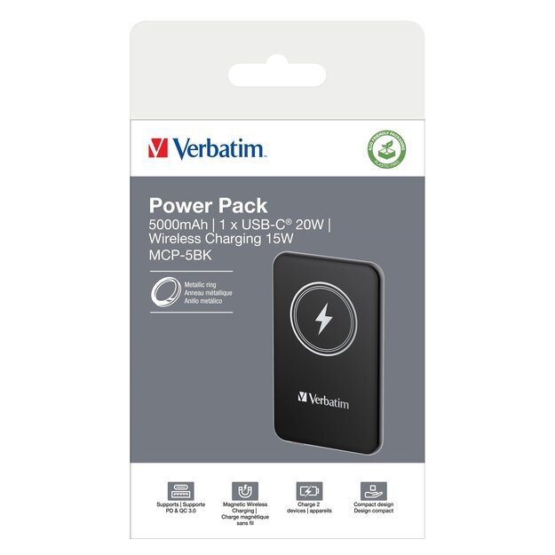 Verbatim - Charge ´n´ Go Magnetic Wireless Power Bank 5000