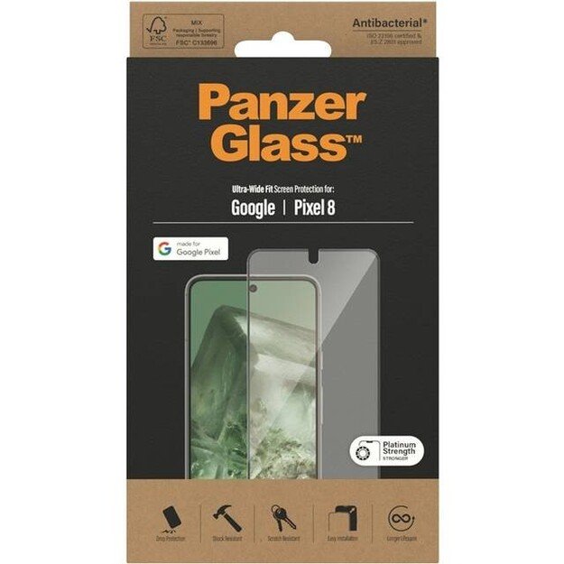 PanzerGlass - Screen Protector Google Pixel 8 - Ultra-Wide Fit