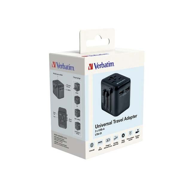 Verbatim - Universal Travel Adapter UTA-01 with 2xUSB Charger