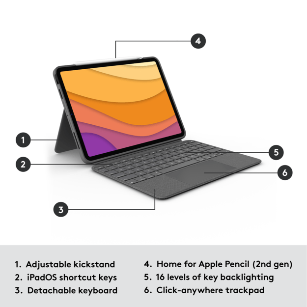 Logitech - Combo Touch  Keyboard - For iPad Air ( Nordic Layout )