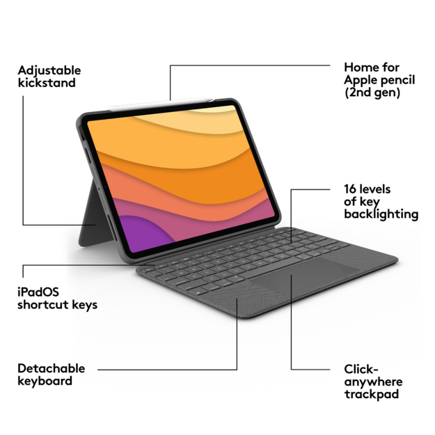 Logitech - Combo Touch  Keyboard - For iPad Air ( Nordic Layout )