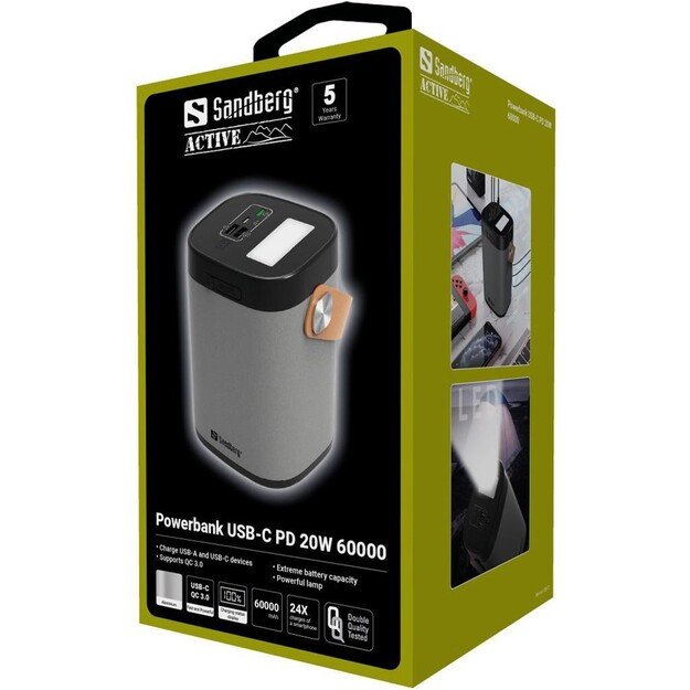 Sandberg - Power Bank USB-C PD 20W 60.000mAh