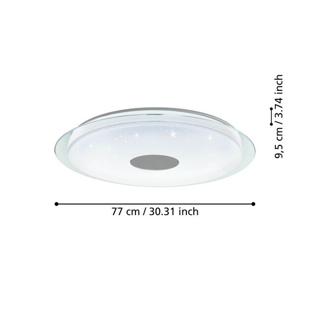 EGLO - Totari-Z ceiling lamp chrome and white with crystal effect Ø77 - TW - Zigbee, Bluetooth