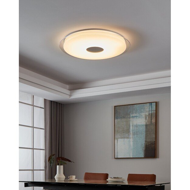 EGLO - Totari-Z ceiling lamp chrome and white with crystal effect Ø77 - TW - Zigbee, Bluetooth