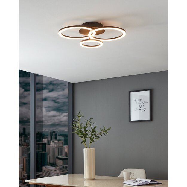 EGLO - Paranday-Z ceiling lamp w/circles black 54.5x44.5 - TW - Zigbee, Bluetooth