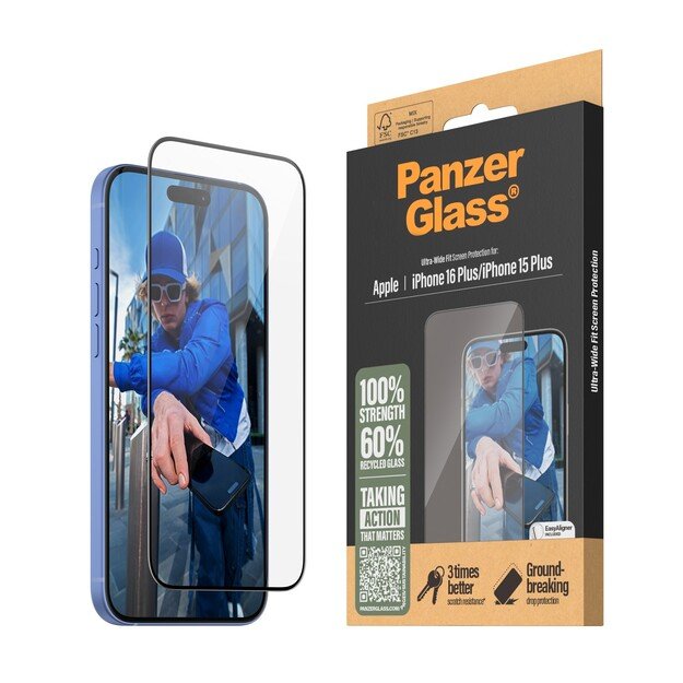 PanzerGlass - Screen Protection - iPhone 16 Plus - Ultra Wide Fit