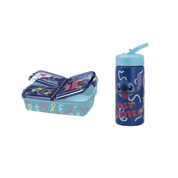 Stor - Lunch Box 18x13cm + Sipper Water Bottle  410ml - Stitch