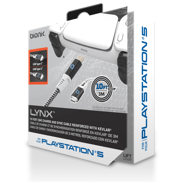 Bionik, Lynx Usbc 3 Meter For Playstation 5 Reinforced With Kevlar®