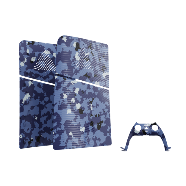 Maxx Tech PS5 Slim Faceplates + Controller Faceplates - Blue Wave Camo