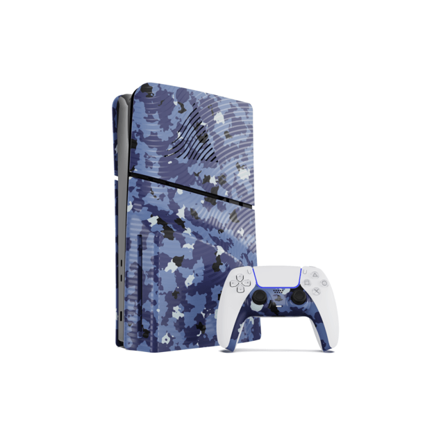 Maxx Tech PS5 Slim Faceplates + Controller Faceplates - Blue Wave Camo