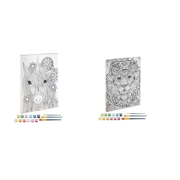 Grafix - 2x Paint By Number on Canvas - Animal theme - Bundle