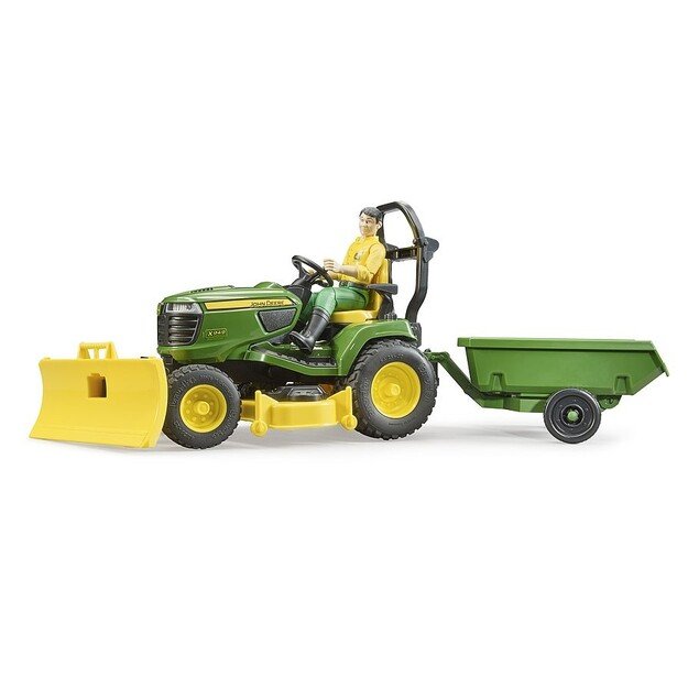 Bruder -  BWorld John Deere Lawn Tractor with trailer and gardener (62104)