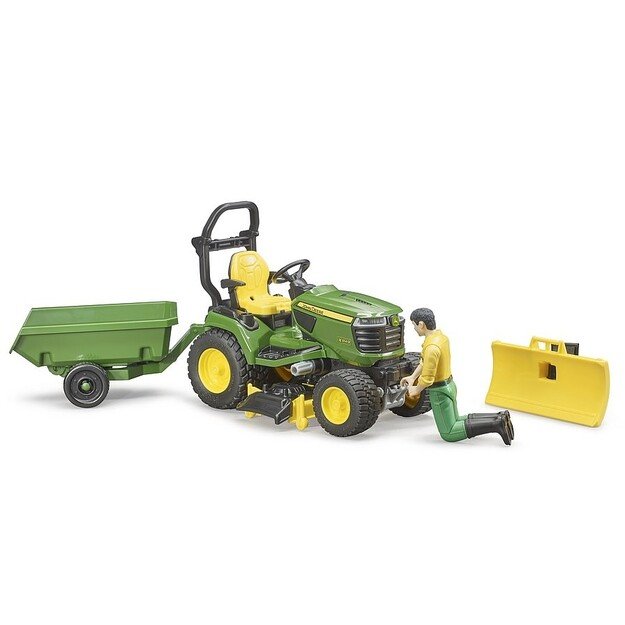 Bruder -  BWorld John Deere Lawn Tractor with trailer and gardener (62104)